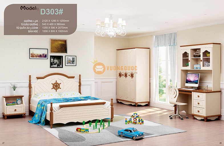 Bàn học cao cấp cho bé thiết kế đơn giản hiện đại HHMD303B 